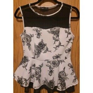 OOH LA LA Womens Sleeveless Floral Top,Size L